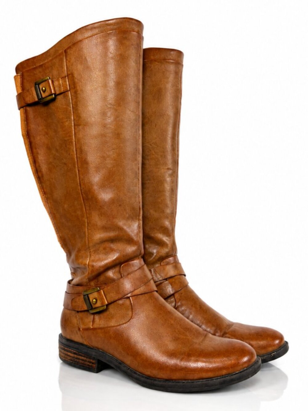 BARETRAPS Yalina Tall Riding Buckle Boots Tan Brown 7.5